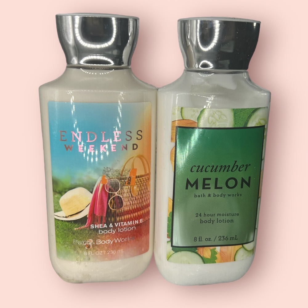(2) Bath & Body Works Lotions Endless Weekend & Cucumber Melon
